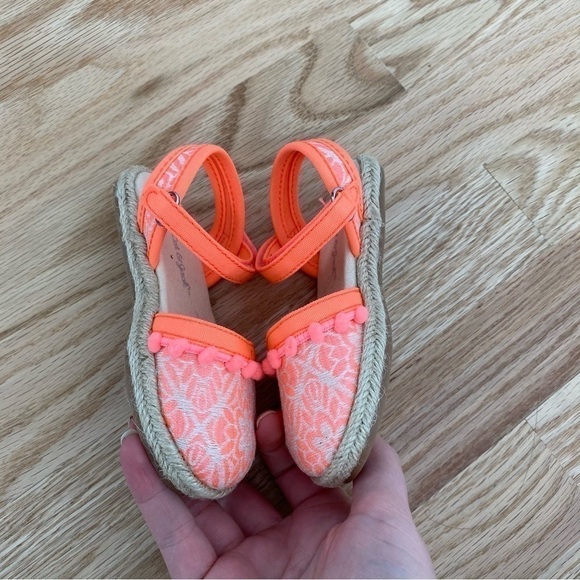 Cat & Jack Espadrille Sandals Sz 6 Neon Pink Orange Peach Coral Espadrille - Picture 4 of 8